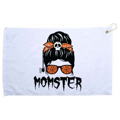 Momster Halloween Costume Skull Mom Messy Hair Bun Monster Grommeted Golf Towel