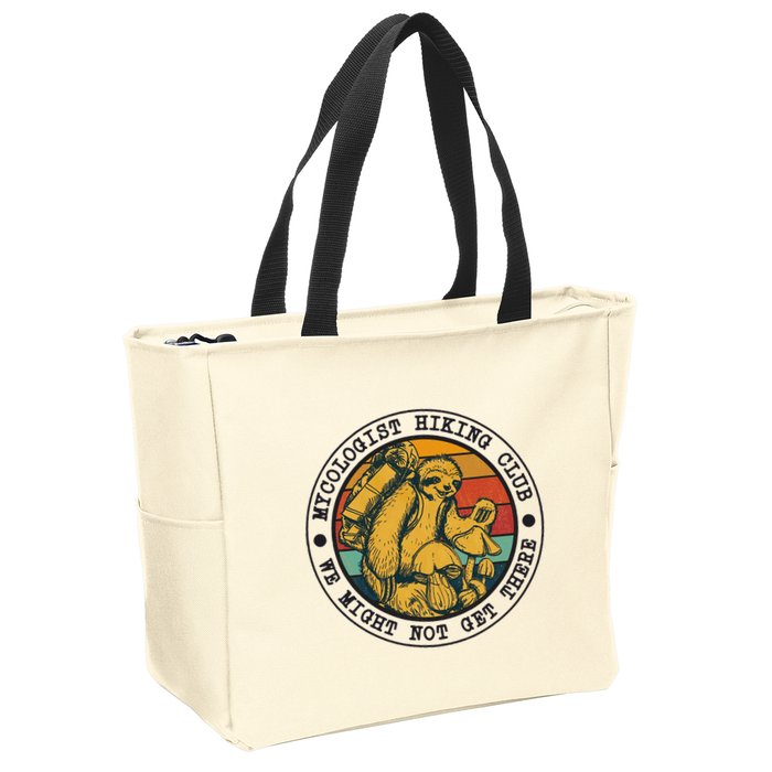 Mycologist Hiking Club We Might Not Get There Sloth Zip Tote Bag
