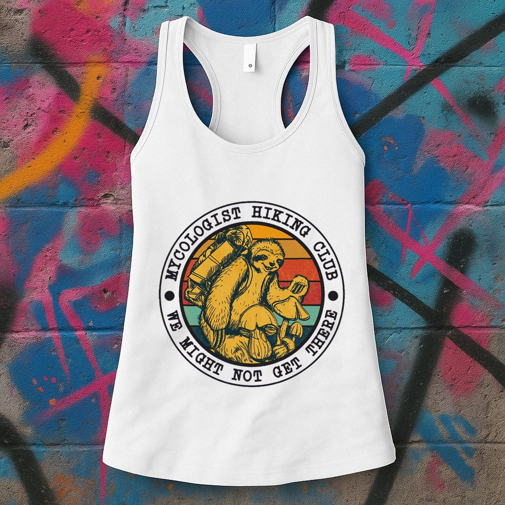 Mycologist Hiking Club We Might Not Get There Sloth Womens Tank Top