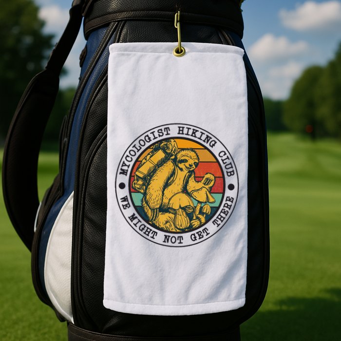 Mycologist Hiking Club We Might Not Get There Sloth Golf Towel