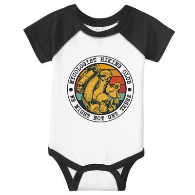 Mycologist Hiking Club We Might Not Get There Sloth Infant Baby Jersey Bodysuit