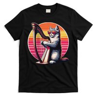 Musician Harpist Cat Wearing Sunglasses Cat Playing Harp T-Shirt