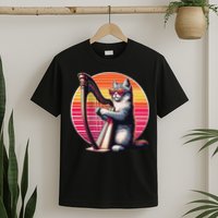 Musician Harpist Cat Wearing Sunglasses Cat Playing Harp T-Shirt