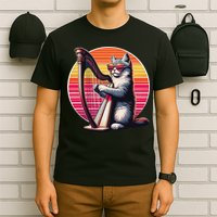 Musician Harpist Cat Wearing Sunglasses Cat Playing Harp T-Shirt