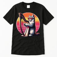 Musician Harpist Cat Wearing Sunglasses Cat Playing Harp Tall T-Shirt