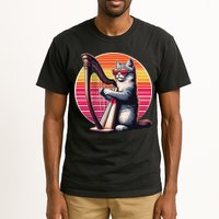 Musician Harpist Cat Wearing Sunglasses Cat Playing Harp Tall T-Shirt