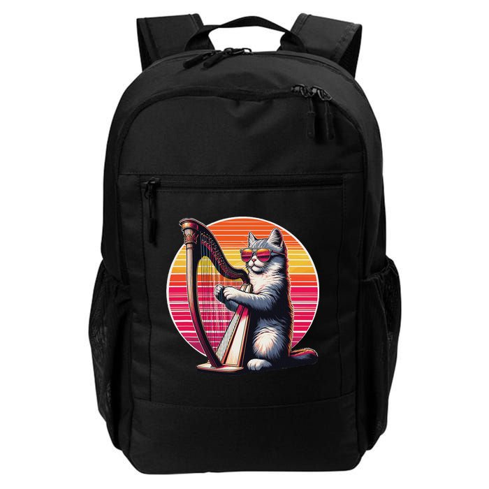 Musician Harpist Cat Wearing Sunglasses Cat Playing Harp Backpack