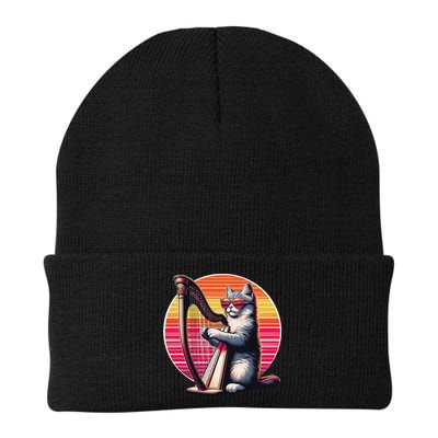 Musician Harpist Cat Wearing Sunglasses Cat Playing Harp Beanie