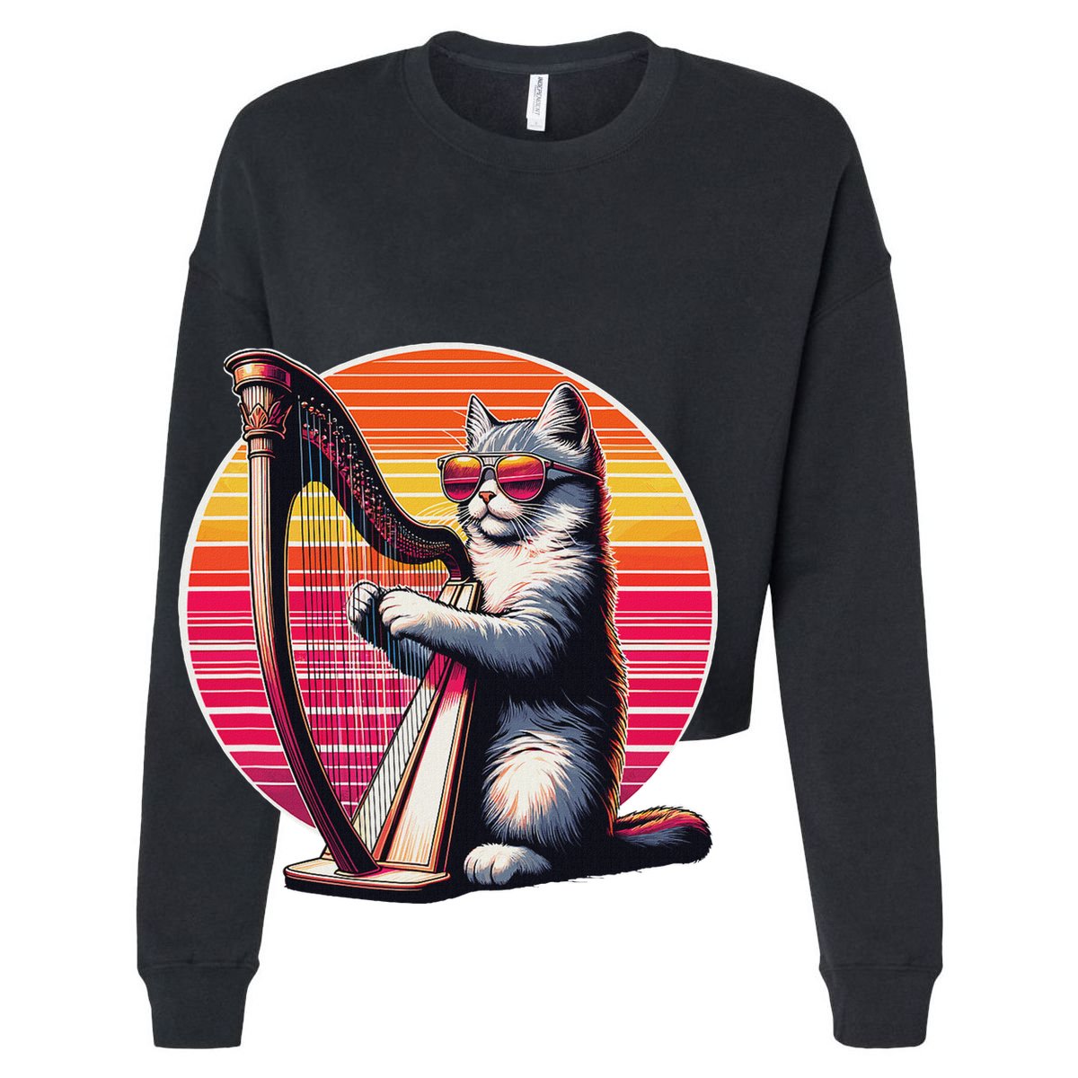 Musician Harpist Cat Wearing Sunglasses Cat Playing Harp 12oz Stainless Steel Coffee Mug