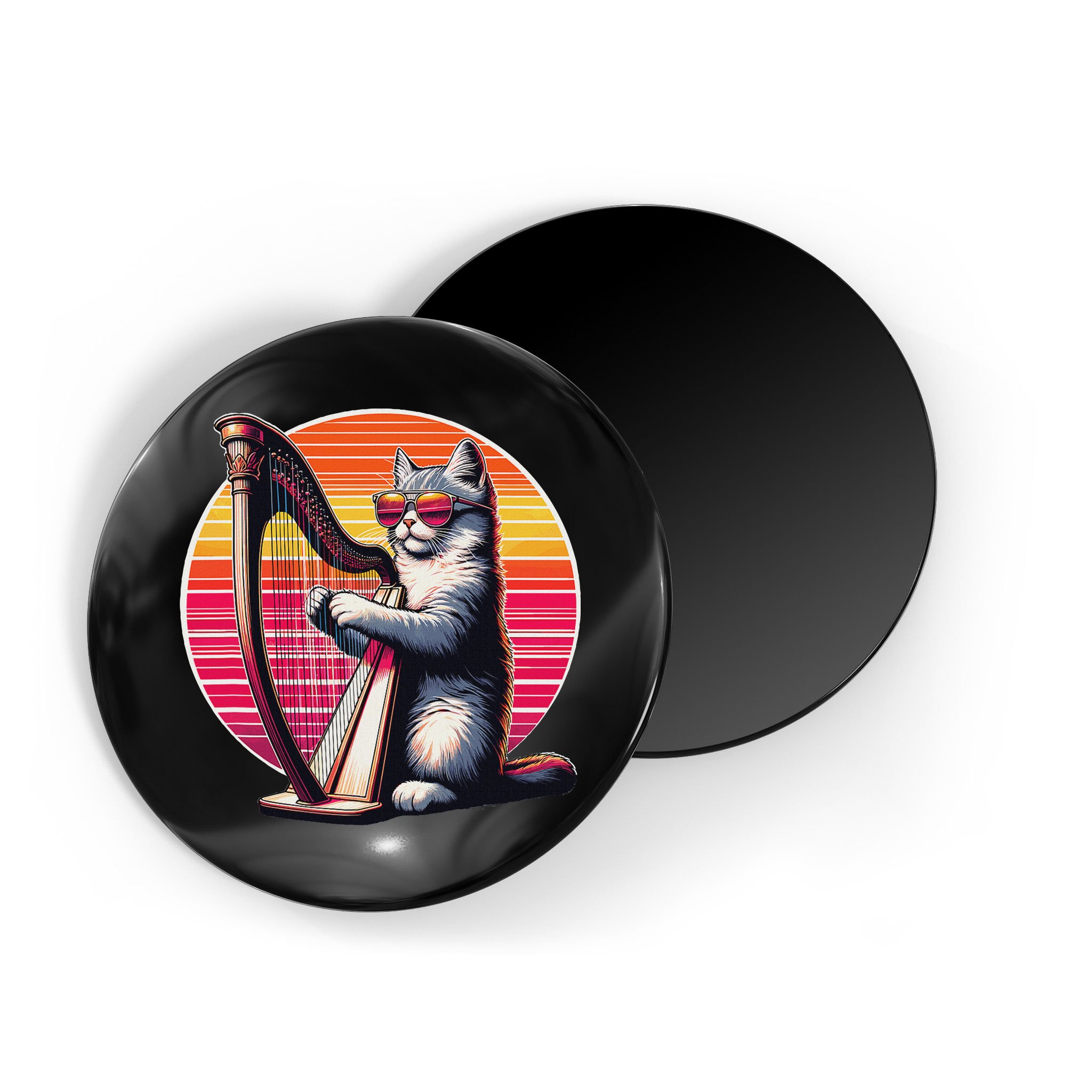 Musician Harpist Cat Wearing Sunglasses Cat Playing Harp Magnet