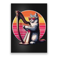 Musician Harpist Cat Wearing Sunglasses Cat Playing Harp Poster