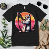 Musician Harpist Cat Wearing Sunglasses Cat Playing Harp Premium T-Shirt