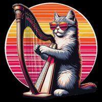 Musician Harpist Cat Wearing Sunglasses Cat Playing Harp Premium T-Shirt