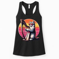 Musician Harpist Cat Wearing Sunglasses Cat Playing Harp Womens Tank Top