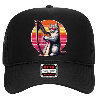 Musician Harpist Cat Wearing Sunglasses Cat Playing Harp Hat