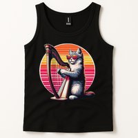 Musician Harpist Cat Wearing Sunglasses Cat Playing Harp Tank Top