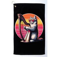 Musician Harpist Cat Wearing Sunglasses Cat Playing Harp Golf Towel