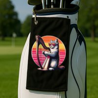 Musician Harpist Cat Wearing Sunglasses Cat Playing Harp Golf Towel