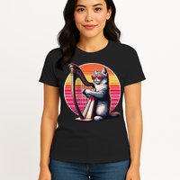 Musician Harpist Cat Wearing Sunglasses Cat Playing Harp Womens T-Shirt