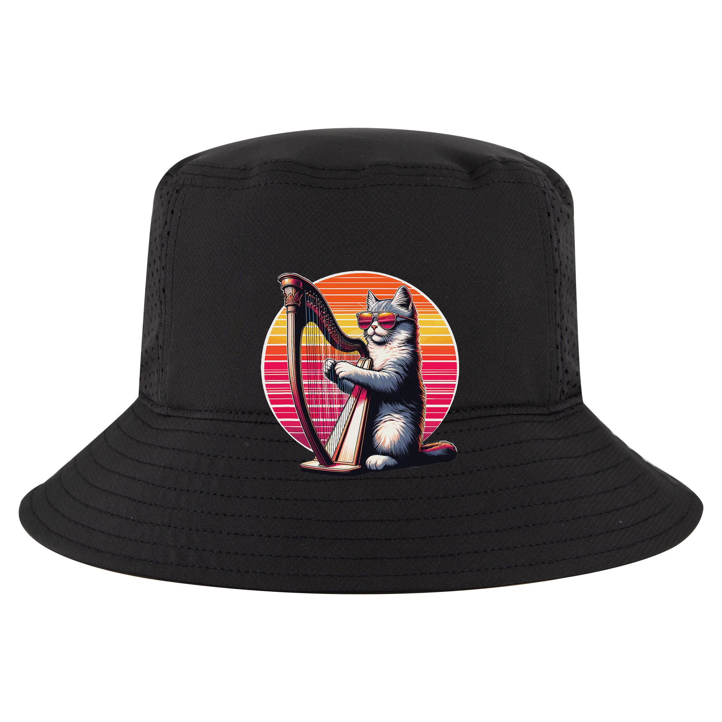 Musician Harpist Cat Wearing Sunglasses Cat Playing Harp 16oz Travel Tumbler