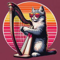 Musician Harpist Cat Wearing Sunglasses Cat Playing Harp 16oz Travel Tumbler