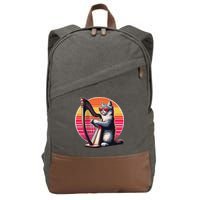 Musician Harpist Cat Wearing Sunglasses Cat Playing Harp Cotton Canvas Backpack