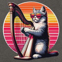 Musician Harpist Cat Wearing Sunglasses Cat Playing Harp Cotton Canvas Backpack
