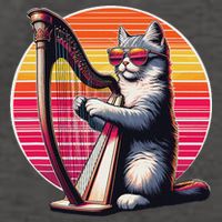 Musician Harpist Cat Wearing Sunglasses Cat Playing Harp Vector Backpack