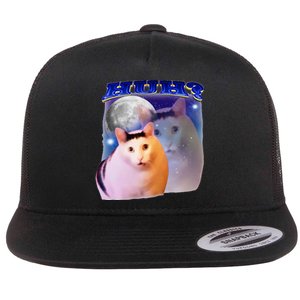 Meme Huh Cat Flat Bill Trucker Hat