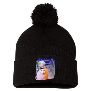 Meme Huh Cat Pom Pom 12in Knit Beanie