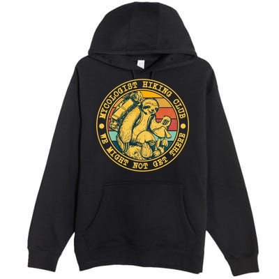 Mycologist Hiking Club We Might Not Get There Sloth Premium Pullover Hoodie