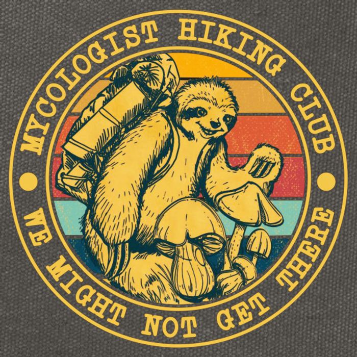 Mycologist Hiking Club We Might Not Get There Sloth Cotton Canvas Backpack