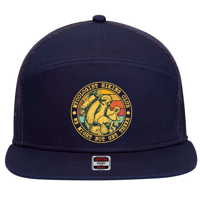 Mycologist Hiking Club We Might Not Get There Sloth 7 Panel Mesh Trucker Snapback Hat