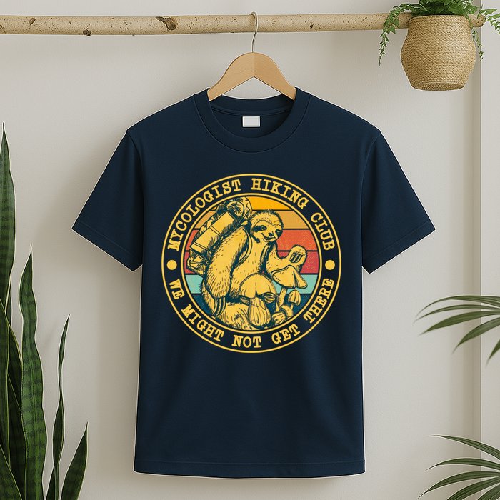 Mycologist Hiking Club We Might Not Get There Sloth T-Shirt