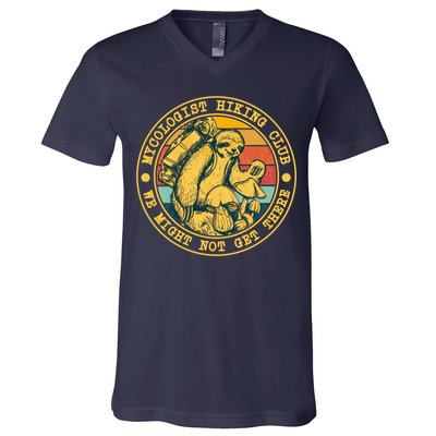 Mycologist Hiking Club We Might Not Get There Sloth V-Neck T-Shirt