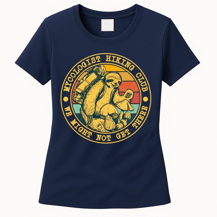 Mycologist Hiking Club We Might Not Get There Sloth Womens T-Shirt
