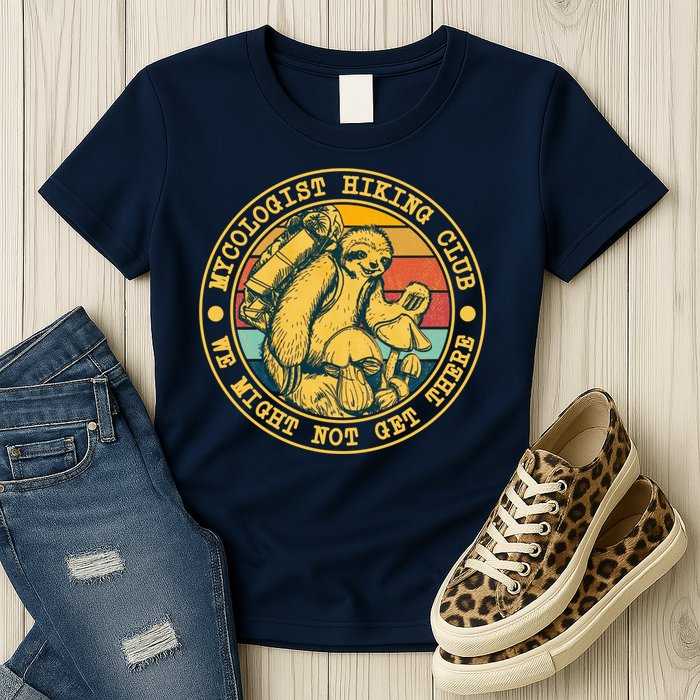 Mycologist Hiking Club We Might Not Get There Sloth Womens T-Shirt