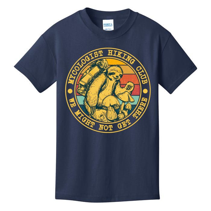 Mycologist Hiking Club We Might Not Get There Sloth Kids T-Shirt
