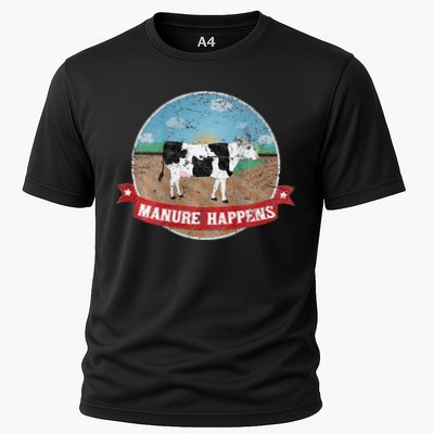 Manure Happens Cattle Ranch Farm Cow Dairy Humor Performance Shirt