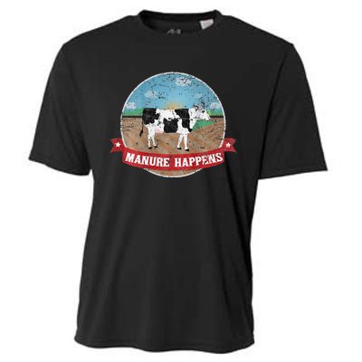 Manure Happens Cattle Ranch Farm Cow Dairy Humor Cooling Performance Crew T-Shirt