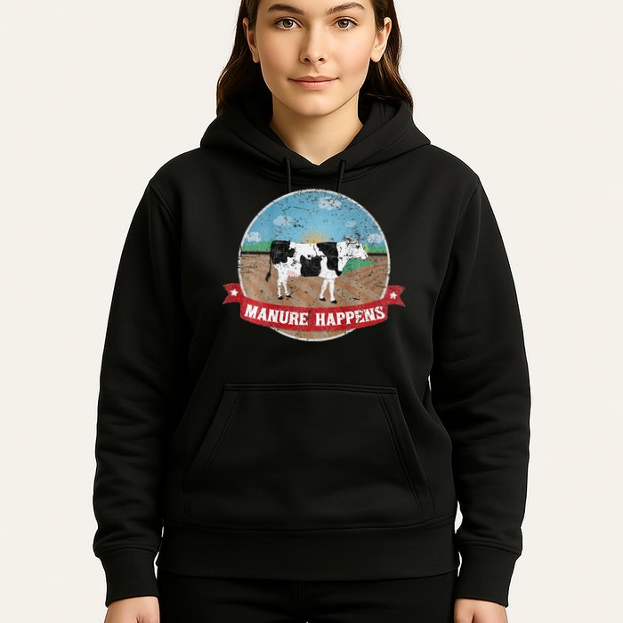 Manure Happens Cattle Ranch Farm Cow Dairy Humor Hoodie