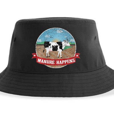 Manure Happens Cattle Ranch Farm Cow Dairy Humor Sustainable Bucket Hat