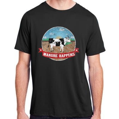 Manure Happens Cattle Ranch Farm Cow Dairy Humor Adult ChromaSoft Performance T-Shirt