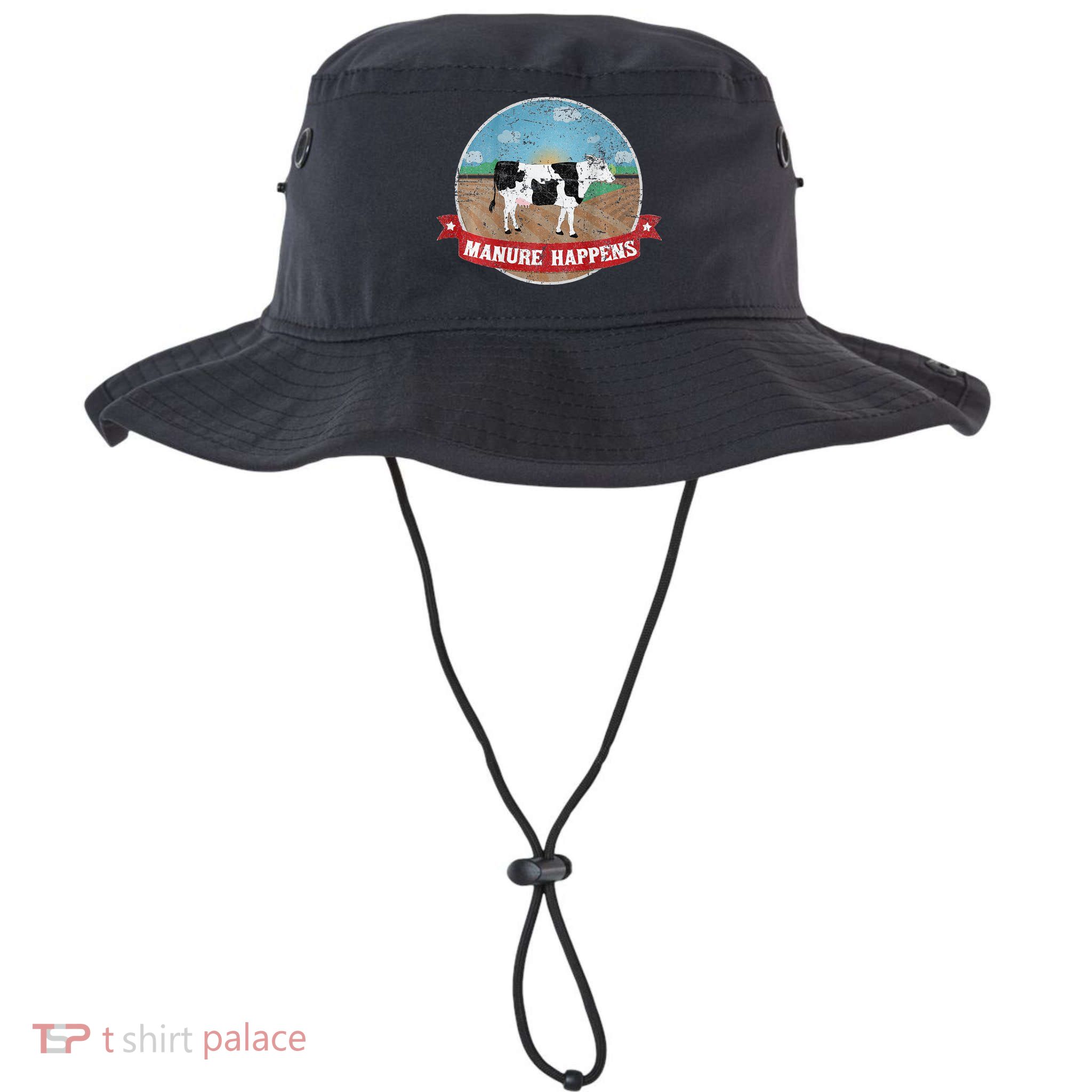 Manure Happens Cattle Ranch Farm Cow Dairy Humor Bucket Hat