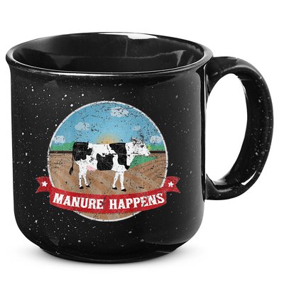 Manure Happens Cattle Ranch Farm Cow Dairy Humor 15oz Campfire Ceramic Mug