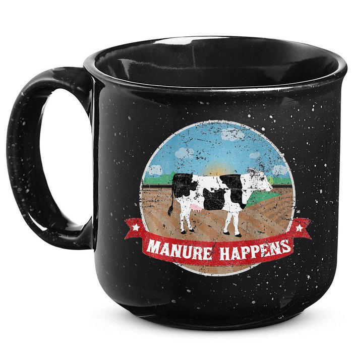 Manure Happens Cattle Ranch Farm Cow Dairy Humor 15oz Campfire Ceramic Mug