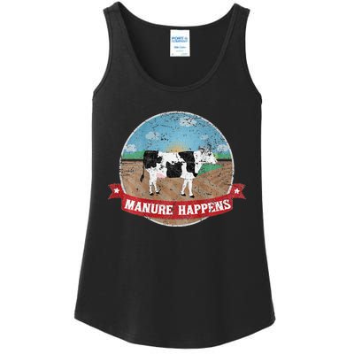 Manure Happens Cattle Ranch Farm Cow Dairy Humor Ladies Essential Tank