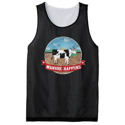 Manure Happens Cattle Ranch Farm Cow Dairy Humor Mesh Reversible Basketball Jersey Tank