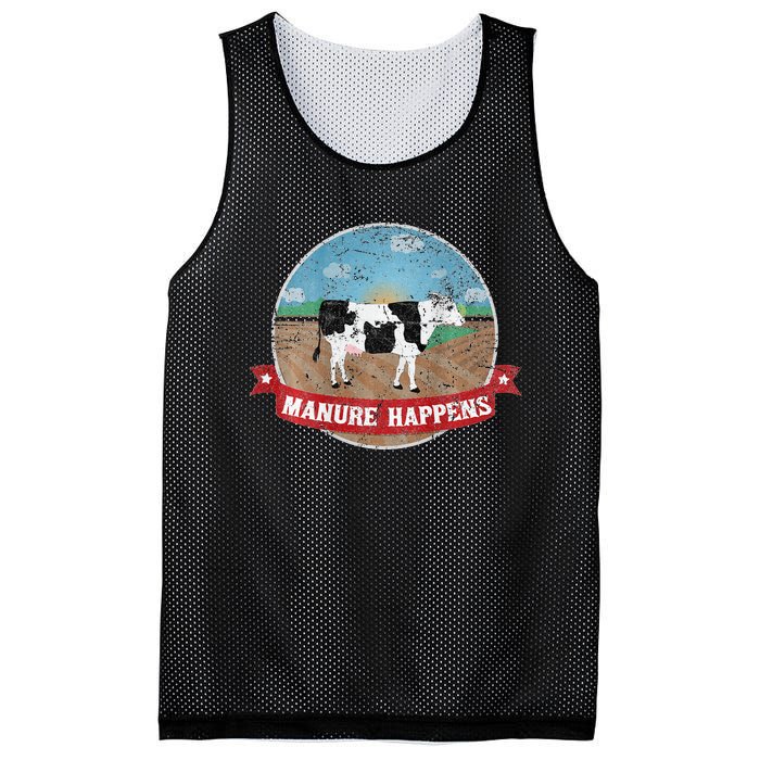 Manure Happens Cattle Ranch Farm Cow Dairy Humor Mesh Reversible Basketball Jersey Tank