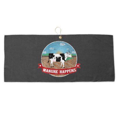 Manure Happens Cattle Ranch Farm Cow Dairy Humor Large Microfiber Waffle Golf Towel